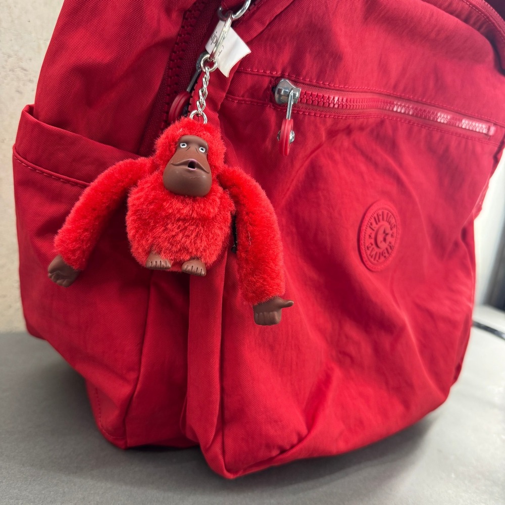 Kipling Seoul Red Nylon 27L Backpack NWT, Laptop Compartment, Monkey Keychain - Picture 2 of 10